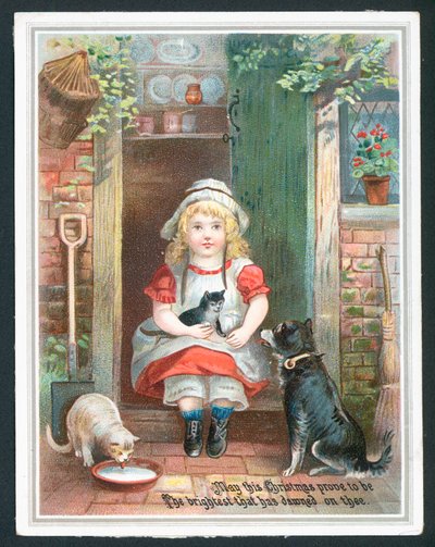 Biglietto di auguri di Natale con bambino e animali domestici da English School