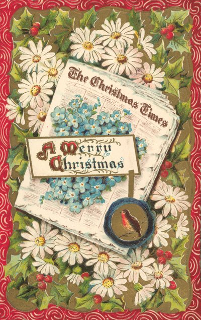 Giornale di Natale, biglietto di auguri di Natale, fine XIX o inizio XX secolo (cromolitografia) da English School