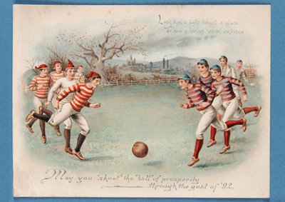 Cartolina di Natale di una partita di calcio, 1892 da English School
