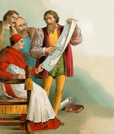 Cristoforo Colombo mostra i suoi piani ai portoghesi che lo tradirono da English School