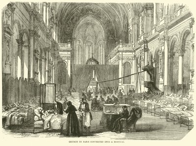Chiesa a Parigi convertita in ospedale, novembre 1870 da English School