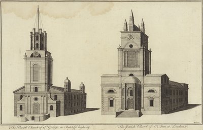 Chiesa di San Giorgio, Ratcliff Highway e Chiesa di San Giovanni, Limehouse, Londra da English School
