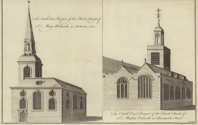 Chiesa di Santa Maria Abchurch, Abchurch Lane e Chiesa di San Martino Outwich in Threadneedle Street, Londra da English School