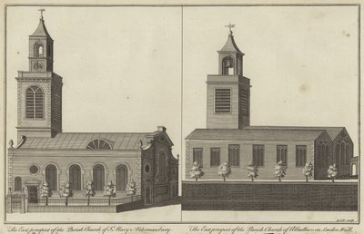 Chiesa di Santa Maria, Aldermanbury e Chiesa di Allhallows su London Wall, Londra da English School