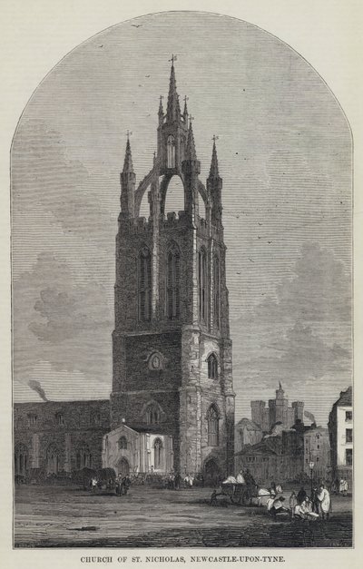 Chiesa di San Nicola, Newcastle-upon-Tyne (incisione) da English School