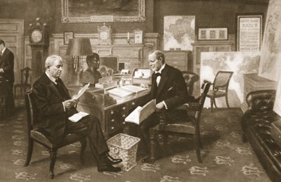 Churchill e Fisher al lavoro: il Primo Lord nella sua stanza all