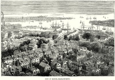 Città di Boston, Massachusetts (incisione) da English School