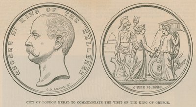 Medaglia della Città di Londra per commemorare la visita del Re di Grecia nel giugno 1880 da English School