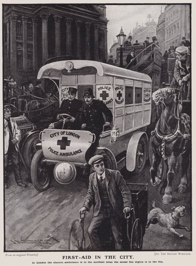 Ambulanza elettrica della polizia della città di Londra da English School