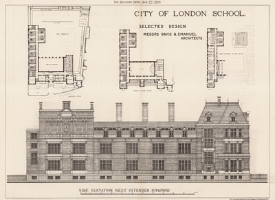 City of London School; elevazione laterale da English School