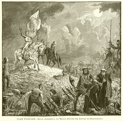 Guerra di clan. Bruce che arringa le sue truppe prima della battaglia di Bannockburn da English School