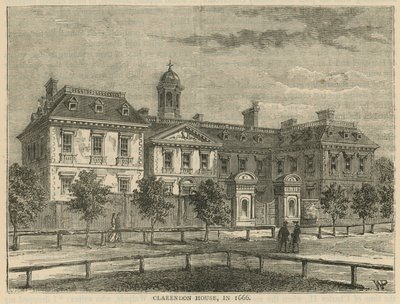 Clarendon House nel 1666 da English School