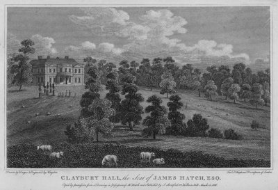 Claybury Hall, la residenza di James Hatch (incisione) da English School