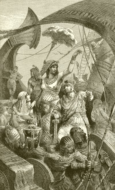Cleopatra alla Battaglia di Azio da English School