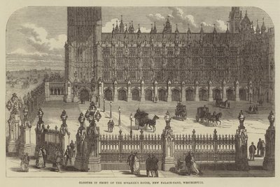 Chiostro davanti alla Casa dello Speaker, New Palace-Yard, Westminster (incisione) da English School
