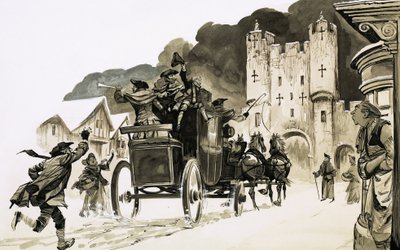 Carrozza che entra in una città da English School