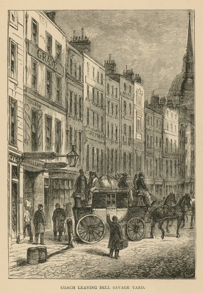 Carrozza che lascia Bell Savage Yard, Londra da English School