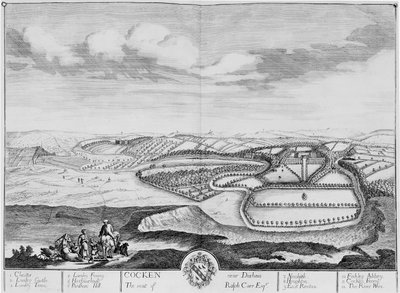 Cocken vicino a Durham, c.1710 (acquaforte) da English School