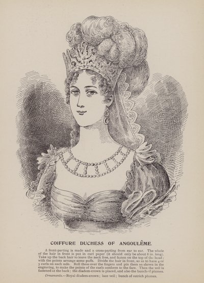 Coiffure Duchessa di Angouleme (incisione) da English School