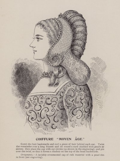 Acconciatura "medievale" (incisione) da English School