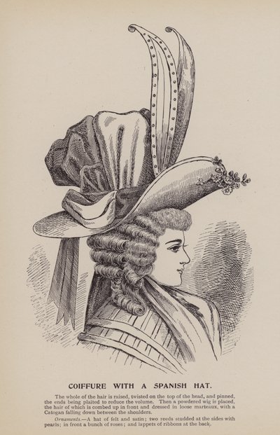 Coiffure con cappello spagnolo (incisione) da English School