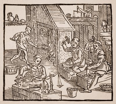 Coniatori al lavoro, 1577 da English School