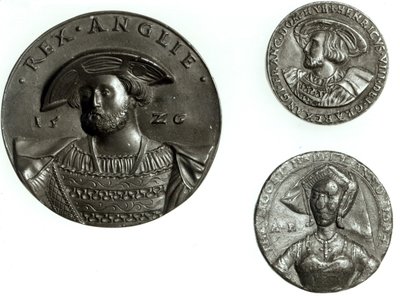 Monete raffiguranti Enrico VIII e Anna Bolena da English School