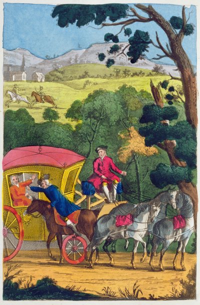 Il colonnello Jack che deruba Mary Smith a Maidenhead Thicket, illustrazione da Le vite e le avventure dei più celebri banditi e ladri di strada... pubblicato nel 1822 da English School