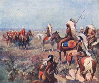 Il colonnello Macleod, della Royal North-West Mounted Police, tratta con gli indiani a Fort Macleod da English School
