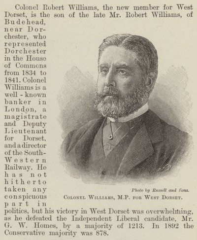Colonnello Williams, MP per West Dorset da English School