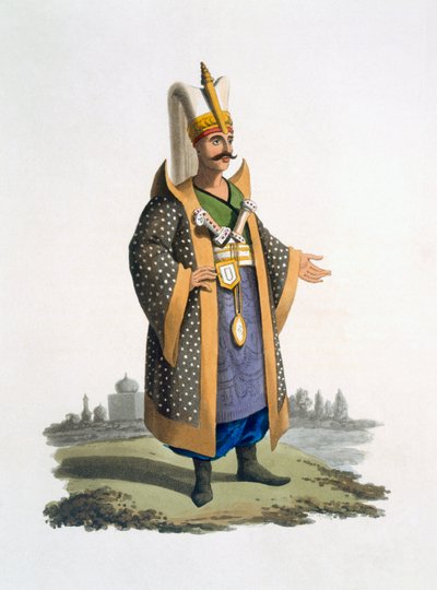 Colonnello dei Giannizzeri con gioielli e pugnali, 1818 da English School