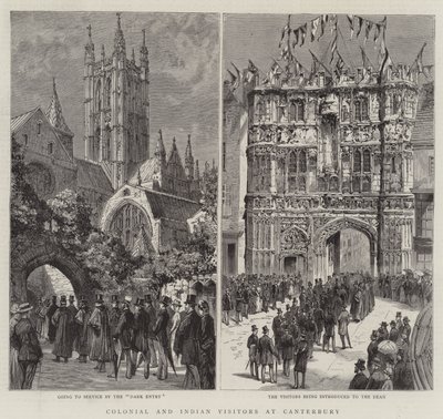 Visitatori coloniali e indiani a Canterbury (incisione) da English School