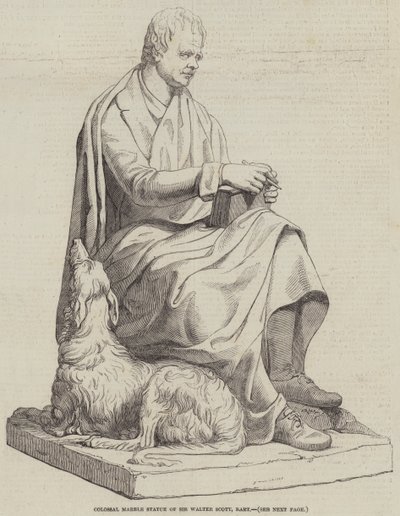 Statua colossale in marmo di Sir Walter Scott, baronetto (incisione) da English School