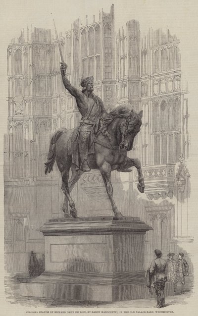 Statua Colossale di Riccardo Cuor di Leone, di Baron Marochetti, nel Vecchio Cortile del Palazzo, Westminster da English School