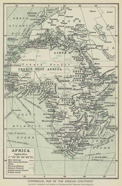 Mappa commerciale del continente africano da English School