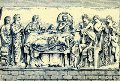 Conclamatio sui morti, illustrazione da Storia di Roma di Victor Duruy, pubblicata nel 1884 da English School
