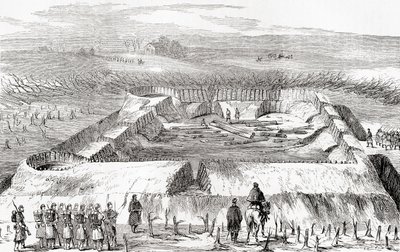 Fortificazioni confederate a nord di Manassas Junction, da Ward and Lock