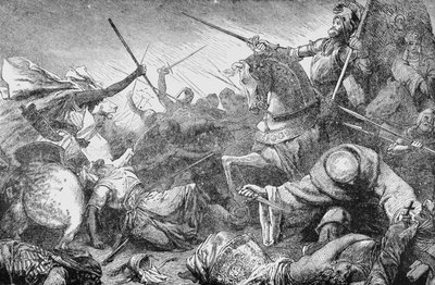 Conflitto con i Saraceni, da La storia della Francia, di Emile de Bonnechose, pubblicato da Ward, Lock and Co, Londra da English School