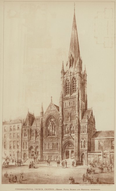 Chiesa Congregazionale, Croydon (incisione) da English School