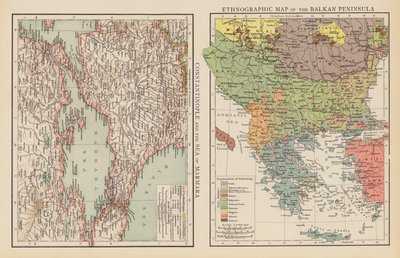 Costantinopoli e il Mar di Marmara; Mappa etnografica della Penisola Balcanica da English School