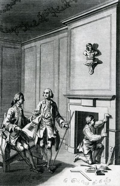 Costruzione di un camino (incisione) da English School