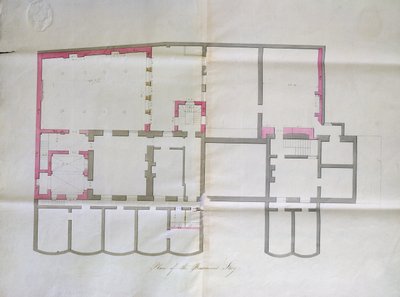 Disegno contrattuale per il seminterrato della Royal Institution, 1800 da English School