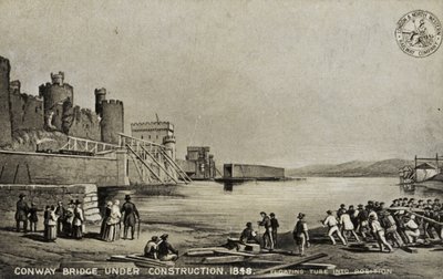 Ponte di Conway in costruzione, 1848 da English School