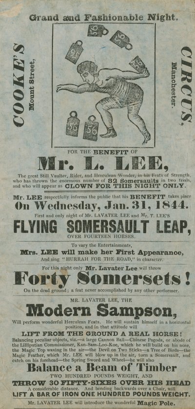 Circo di Cooke, a beneficio di Lavater Lee, 31 gennaio 1844 da English School