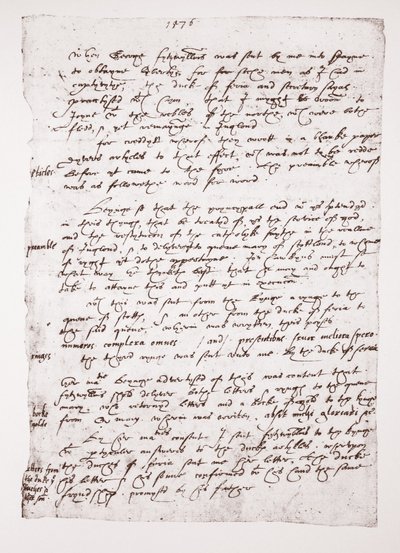 Copia di un promemoria autografo di John Hawkins riguardo ai suoi rapporti con la Spagna, 1576 da English School