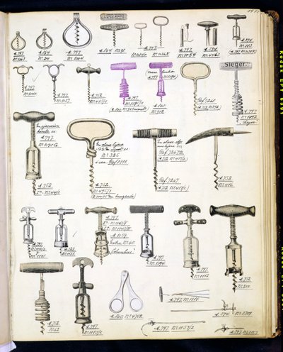 Cavatappi, da un catalogo commerciale di beni domestici e accessori, c.1890-1910 da English School