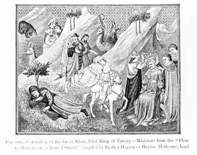 Incoronazione del Gran Khan (Kublai Khan) (1214-94) Primo Re di Tartaria, dalla Fleur des Histoires de la Terre d