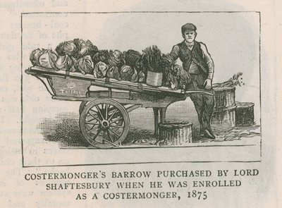 Carretto del costermonger acquistato da Lord Shaftesbury quando fu iscritto come costermonger, 1875 da English School