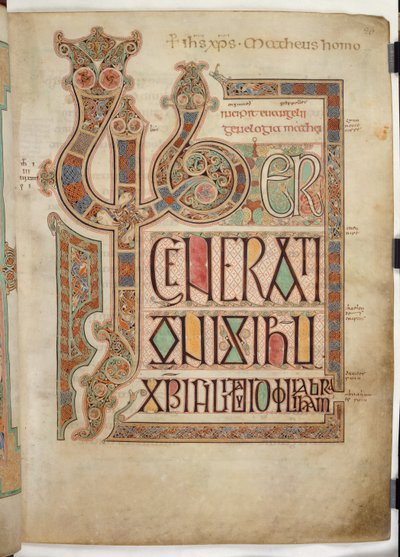 Pagina iniziale del Vangelo di San Matteo con lettere decorate 