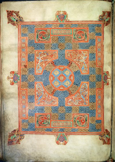 Pagina del tappeto che apre il Vangelo di San Marco, dai Vangeli di Lindisfarne, 710-721 da English School